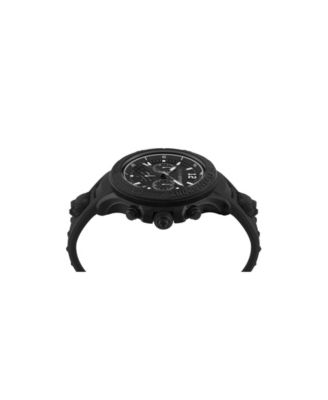 Men's Warrior Tech Chronograph Date Quartz Black Silicone Strap Watch, 47.5mm