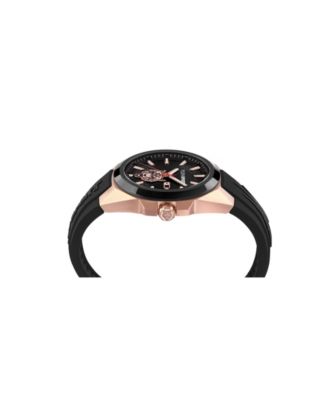 Men's Tigermaster 3 Hand Date Quartz Black Silicone Strap Watch, 47mm