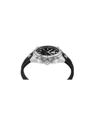 Men's Thunder Force 3 Hand Quartz Black Silicone Strap Watch, 47mm