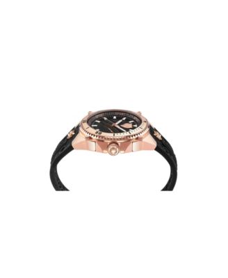 Men's Thunder Force 3 Hand Quartz Black Silicone Strap Watch, 47mm