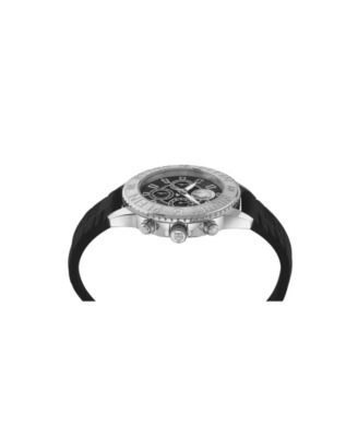 Men's Glam Chronograph Quartz Black Silicone Strap Watch, 44mm