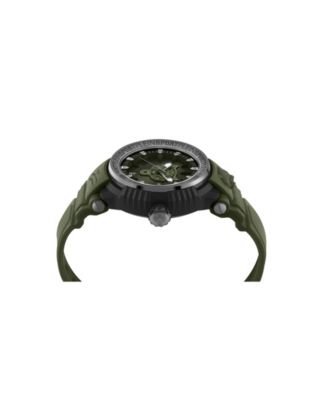 Men's Tiger Power 3 Hand Date Quartz Green Silicone Strap Watch, 45mm