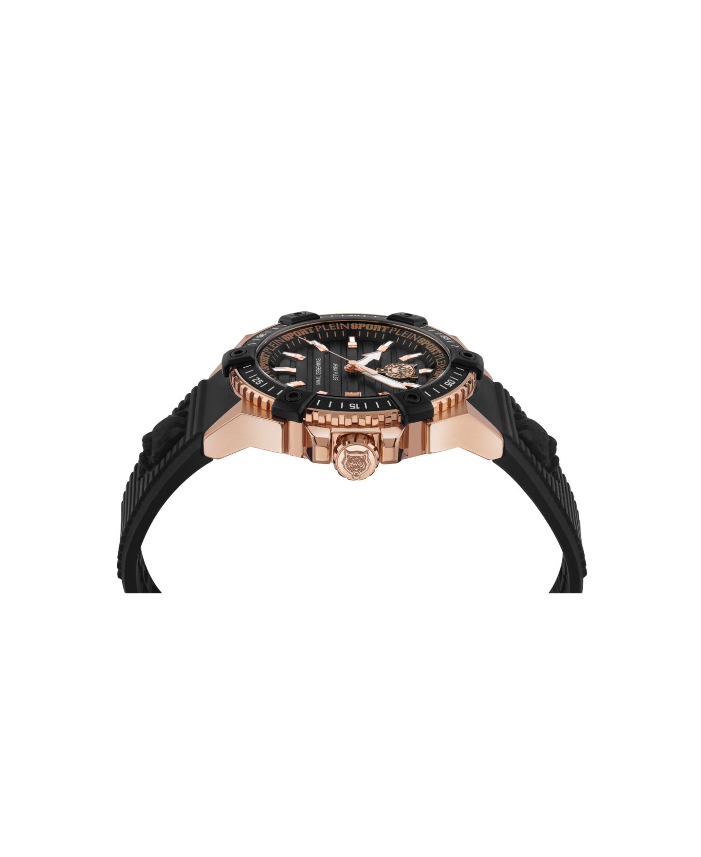 Мужские часы Plein Sport Urban Pulse 3 Hand Date Quartz Black Silicone Strap Watch, 47mm — фото 2