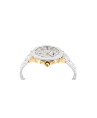 Men's City Rush 3 Hand Date Quartz White Silicone Strap Watch, 45mm
