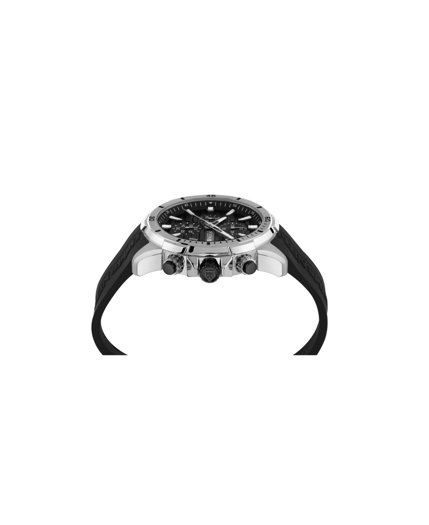 Мужские часы Plein Sport Impact Chronograph Date Quartz Black Silicone Strap Watch, 46mm — фото 2