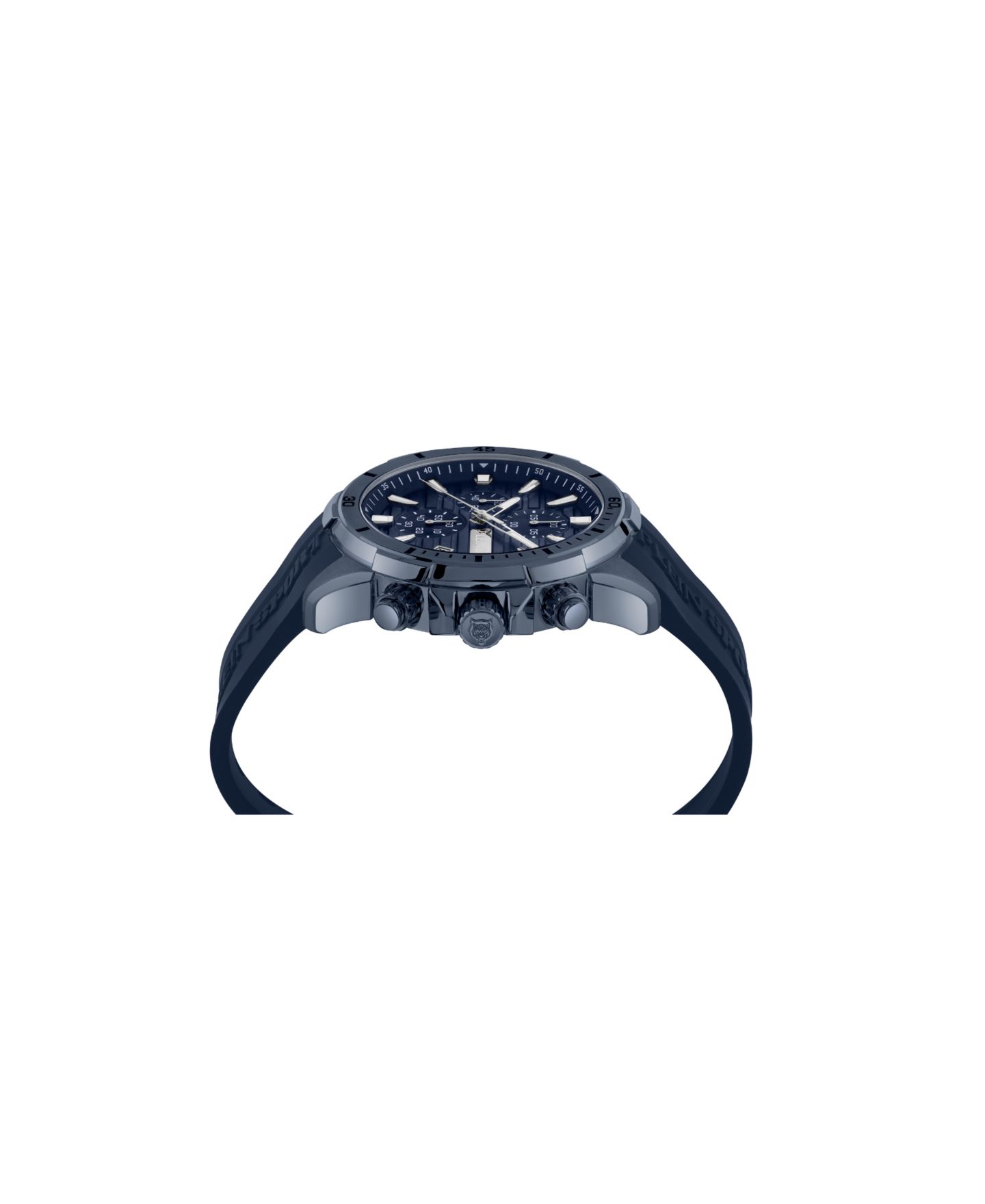 Мужские часы Plein Sport Impact Chronograph Date Quartz Blue Silicone Strap Watch 46mm — фото 2