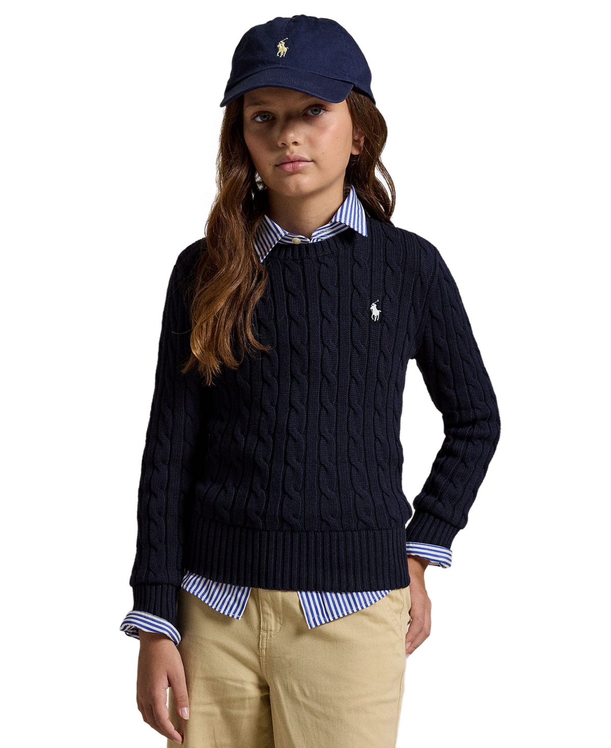 Polo Ralph Lauren Girls 7-16 Cable-Knit Long Sleeves Sweater