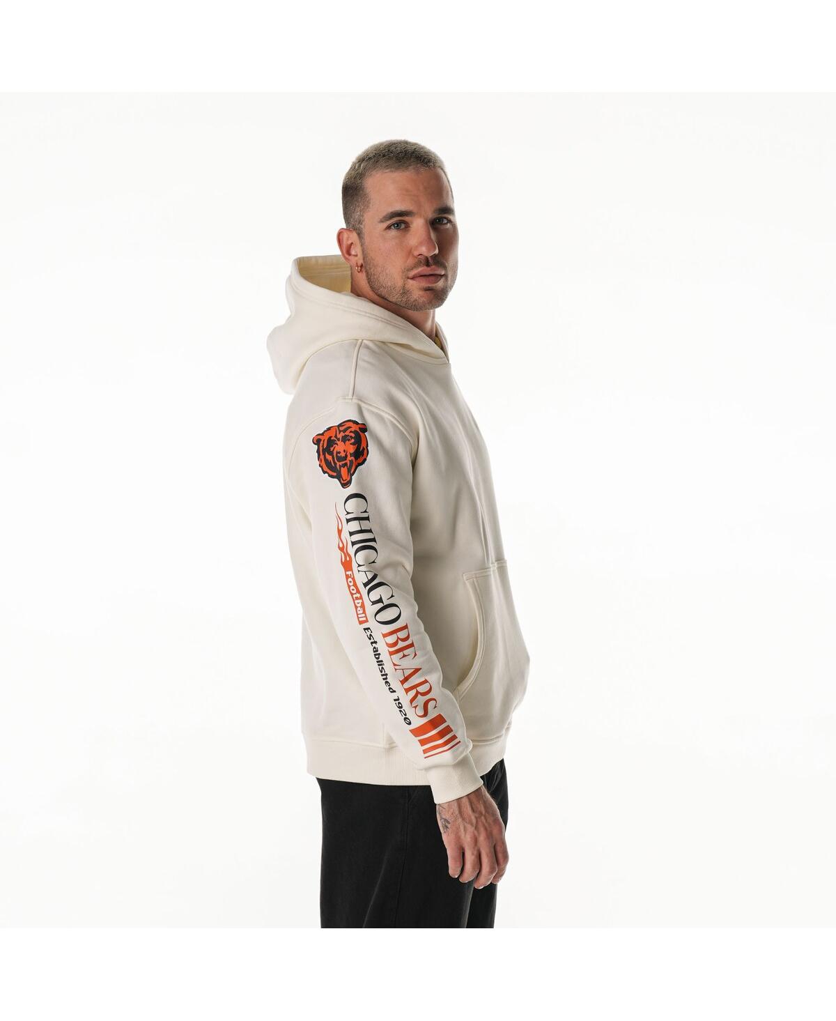 The Wild Collective Men's And Women's Cream Chicago Bears Stacked Graphic Sleeve Fleece Hoodie In White