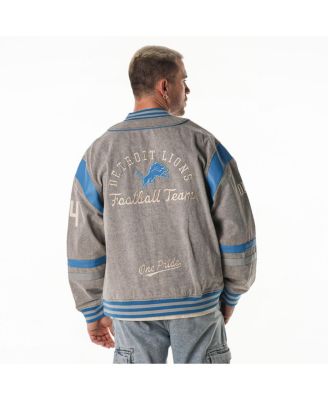 Women's Gray Detroit Lions Oversized Retro Full-Zip Jacket