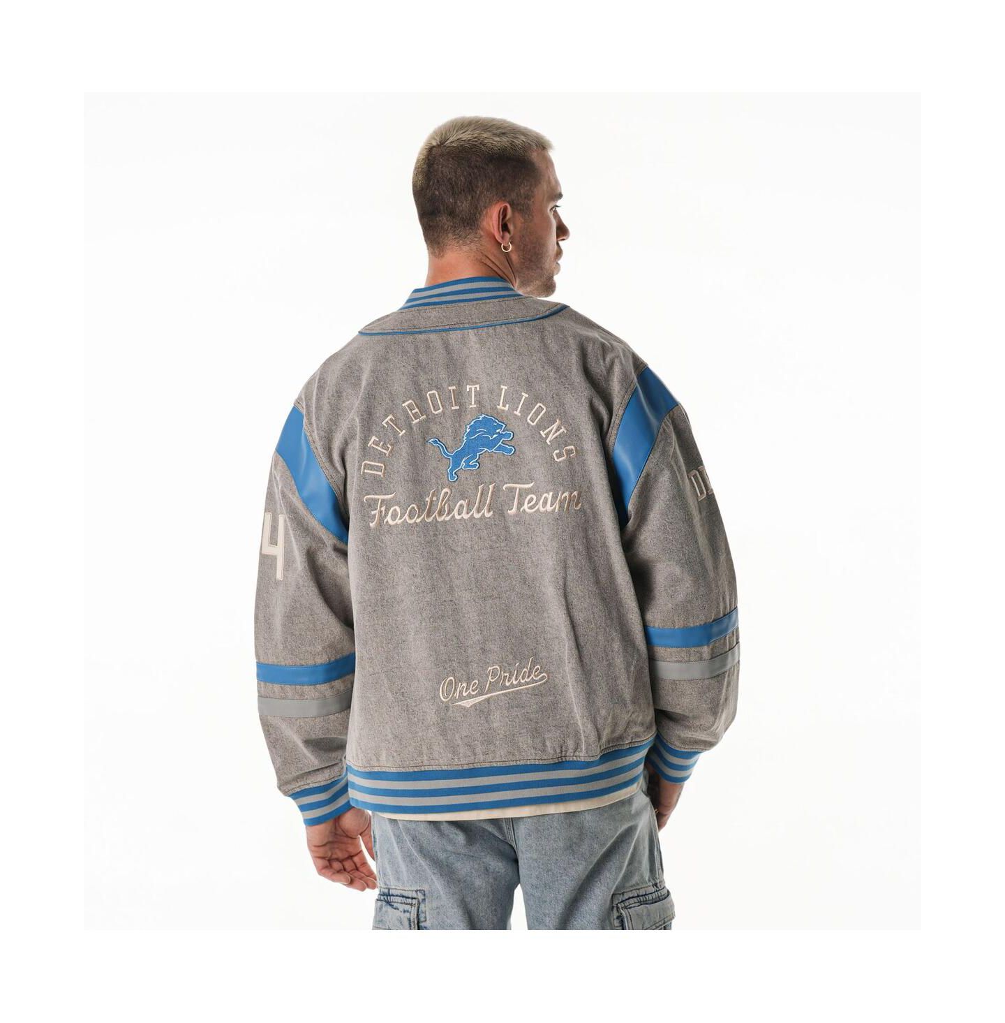 Женская куртка The Wild Collective Gray Detroit Lions Oversized Retro Full-Zip — фото 3