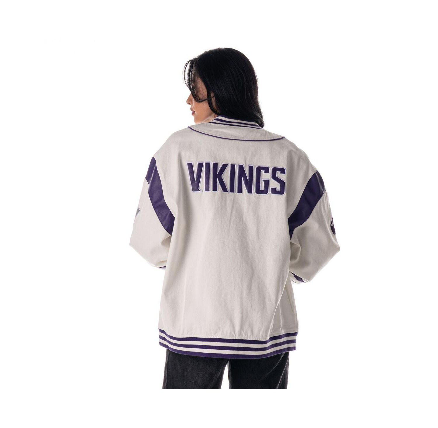 Men's and Women's White Minnesota Vikings Oversized Retro Full-Zip Jacket