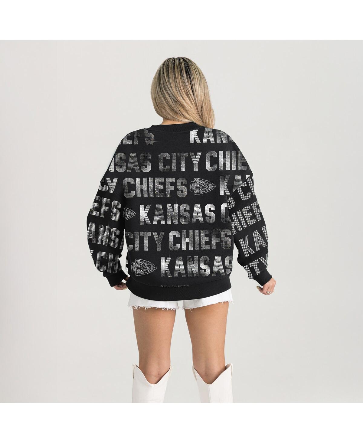 Gameday Couture Black Miami Dolphins Oversized Hype Era Rhinestone Text Sweatshirt In Black
