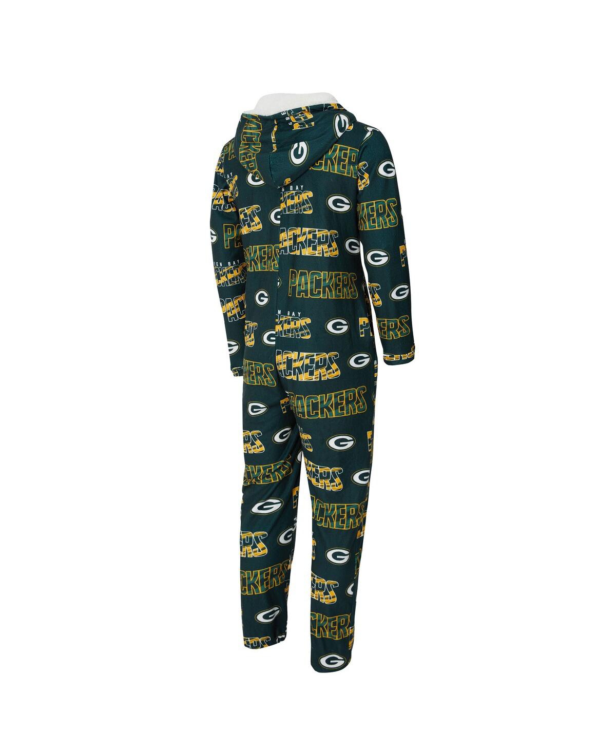 Concepts Sport Men's Green Bay Packers Shuffle All-over-print Microfleece Full-zip Union Suit In Green