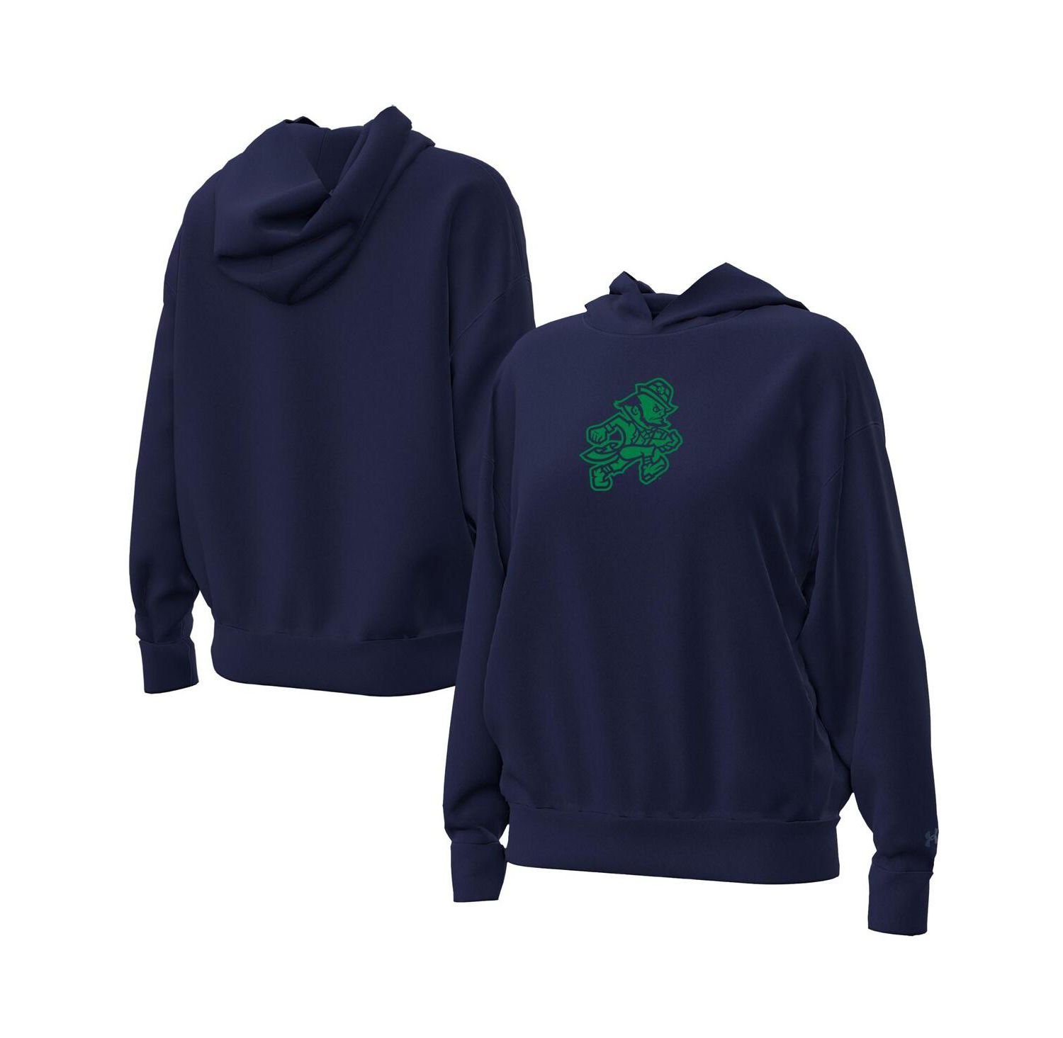 Women's Navy Notre Dame Fighting Irish Leprechaun Icon Fleece Pullover Hoodie