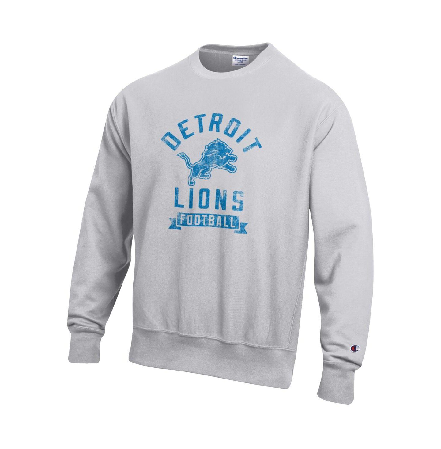 Мужской свитшот Champion Heather Gray Detroit Lions Reverse Weave Fleece Pullover — фото 3
