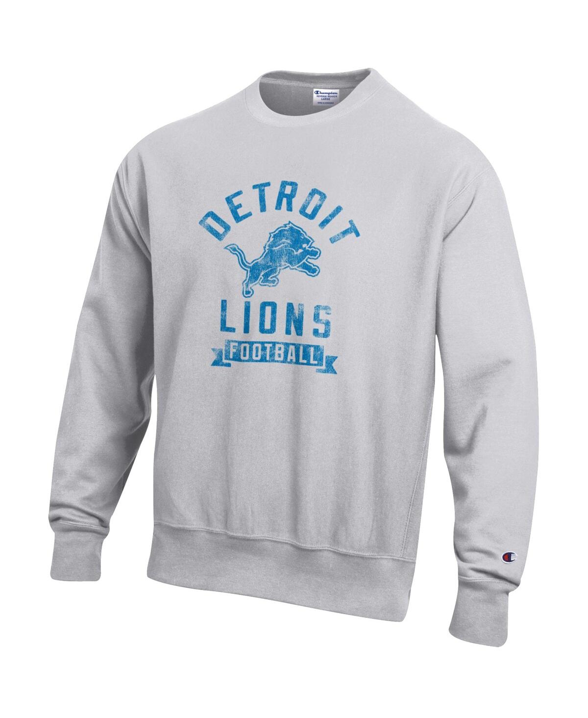 Champion Men's Heather Gray Detroit Lions Reverse Weave Fleece Pullover Sweatshirt In Gray