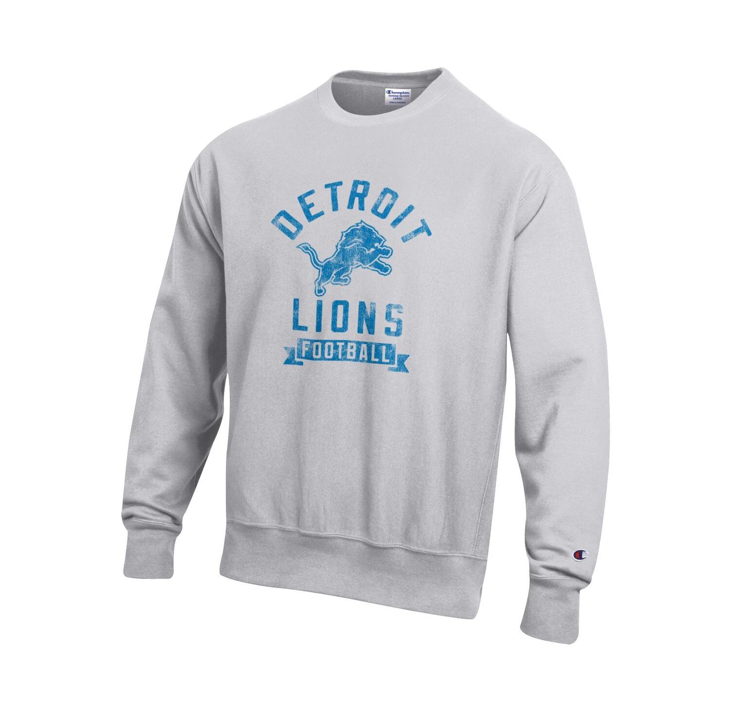 Men's Heather Gray Detroit Lions Reverse Weave Fleece Pullover Sweatshirt