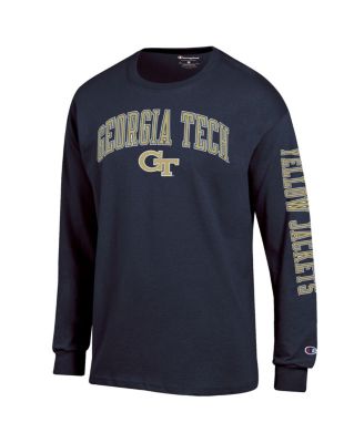 Men's Navy Georgia Tech Yellow Jackets Arch Over Logo 2-Hit Long Sleeve T-Shirt
