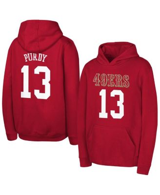 Outerstuff - Big Boys and Girls Brock Purdy Scarlet San Francisco 49ers Mainliner Player Name Number Hoodie