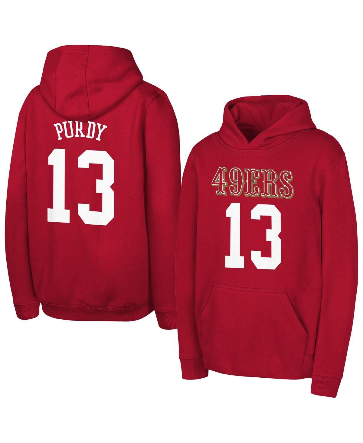 Outerstuff Big Boys And Girls Brock Purdy Scarlet San Francisco 49ers Mainliner Player Name Number Hoodie In Red