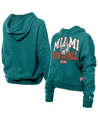 New Era - Women's Aqua Miami Dolphins Throwback Boxy Hoodie Sweatshirt