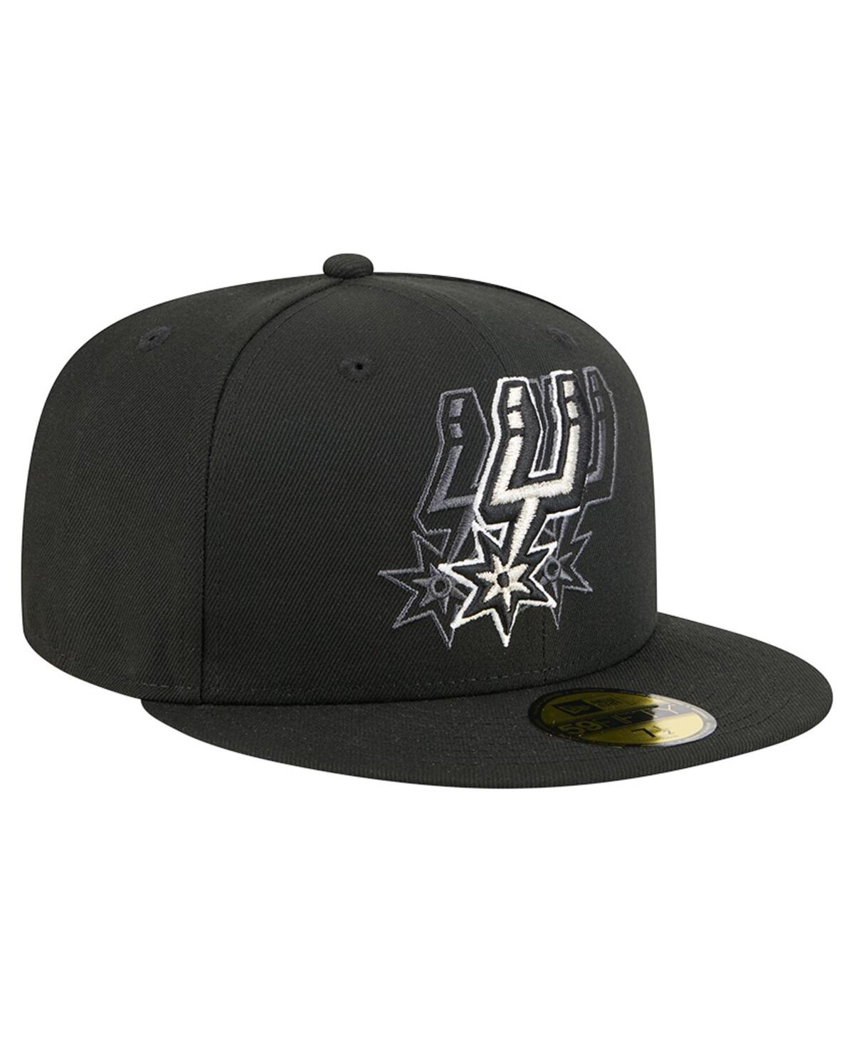 New Era Men's Black San Antonio Spurs Tri-hit 59fifty Fitted Hat In Black