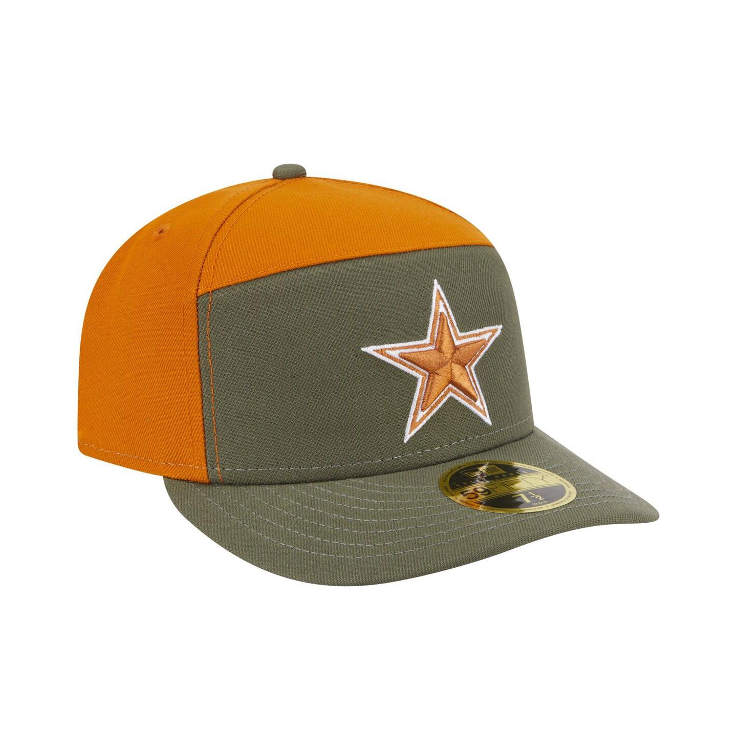 Мужские головные уборы New Era Olive/Brown Dallas Cowboys 2-Tone Color Pack Split Panel 59FIFTY Fitted Hat — фото 3