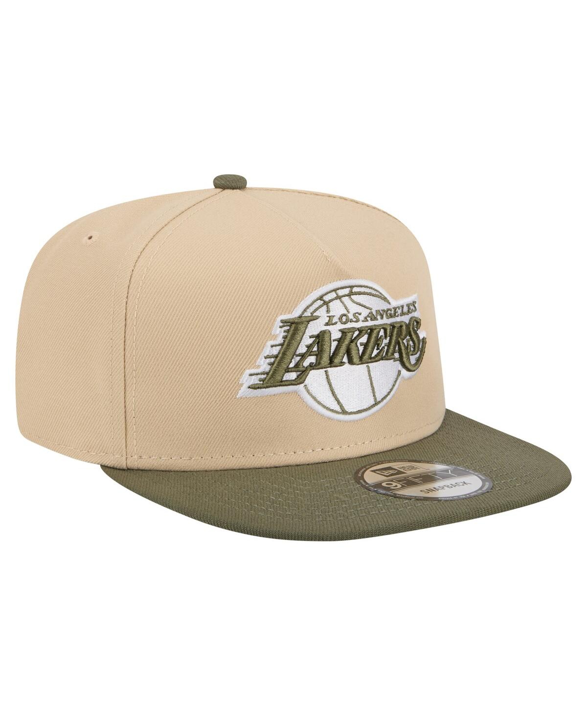 New Era Men's Khaki/olive Los Angeles Lakers Color Pack Two-tone A-frame 9fifty Snapback Hat In Neutral