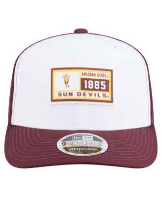Men's White/Maroon Arizona State Sun Devils Perforated Patched 9SEVENTY Adjustable Hat