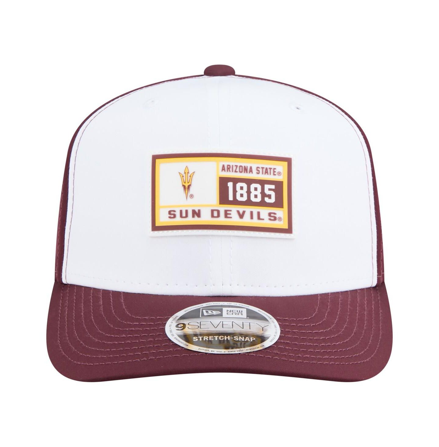Мужская кепка New Era White/Maroon Arizona State Sun Devils Perforated Patched 9SEVENTY Adjustable Hat — фото 2