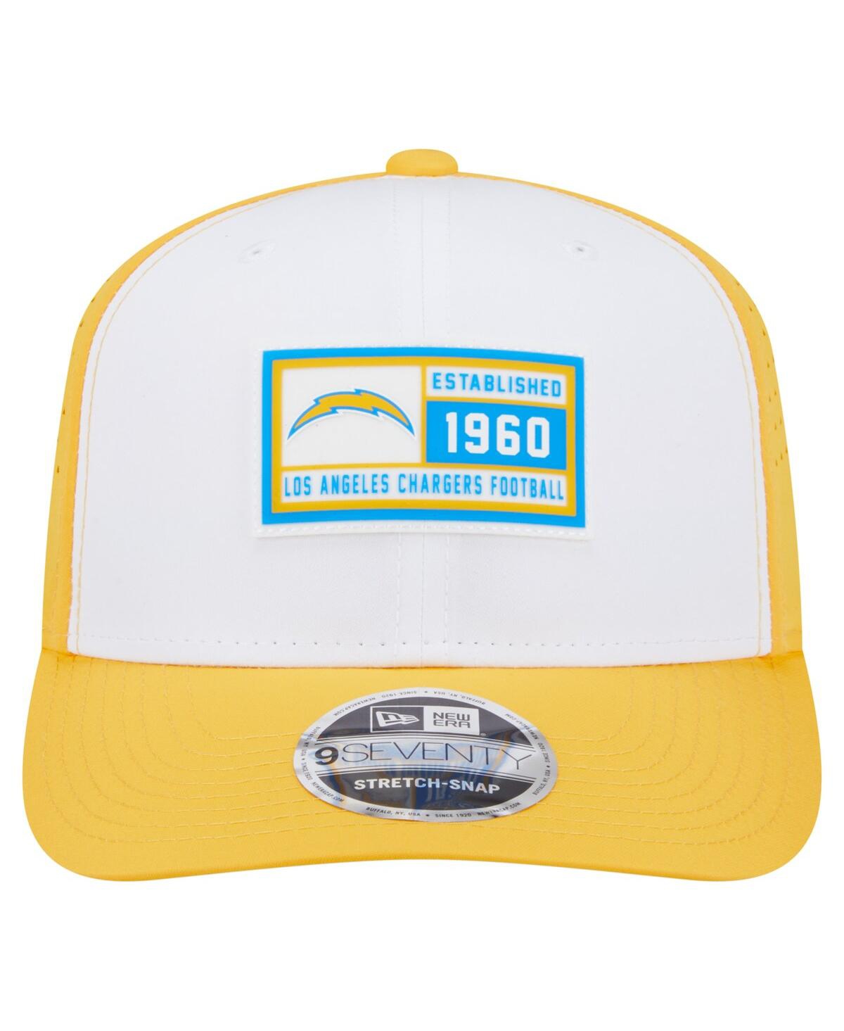 New Era Men's White/yellow Los Angeles Chargers Established Patch 9seventy Adjustable Hat In Yellow
