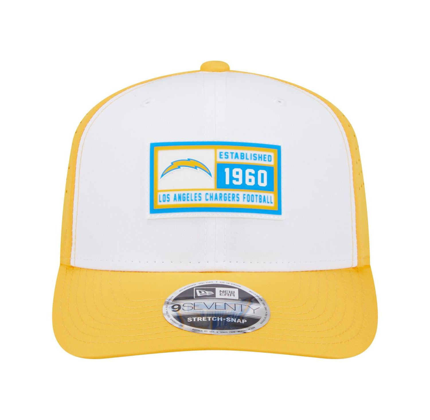 Men's White/Yellow Los Angeles Chargers Established Patch 9SEVENTY Adjustable Hat