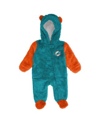Baby Boys and Girls Aqua Miami Dolphins Stay Napping Fleece Bunting Full-Zip Sleeper