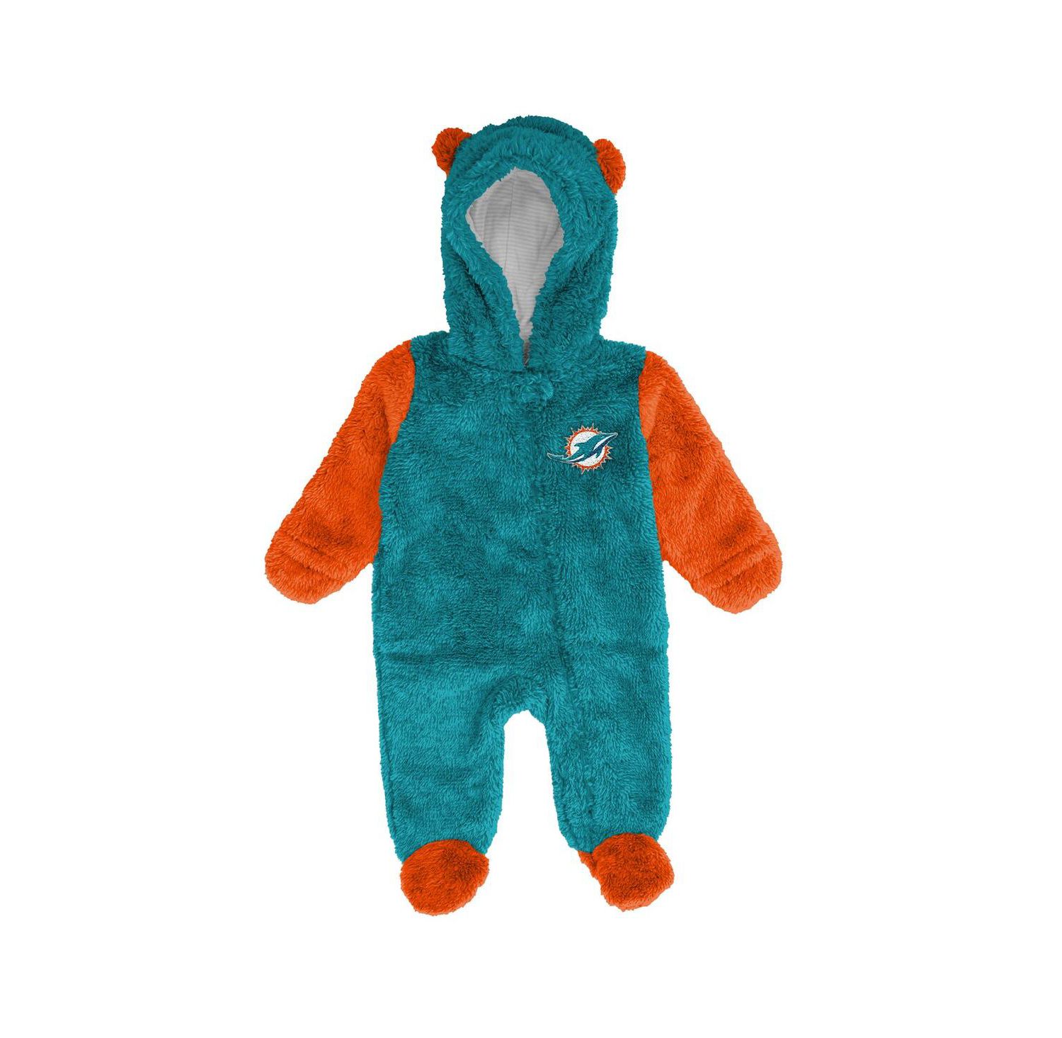 Baby Boys and Girls Aqua Miami Dolphins Stay Napping Fleece Bunting Full-Zip Sleeper