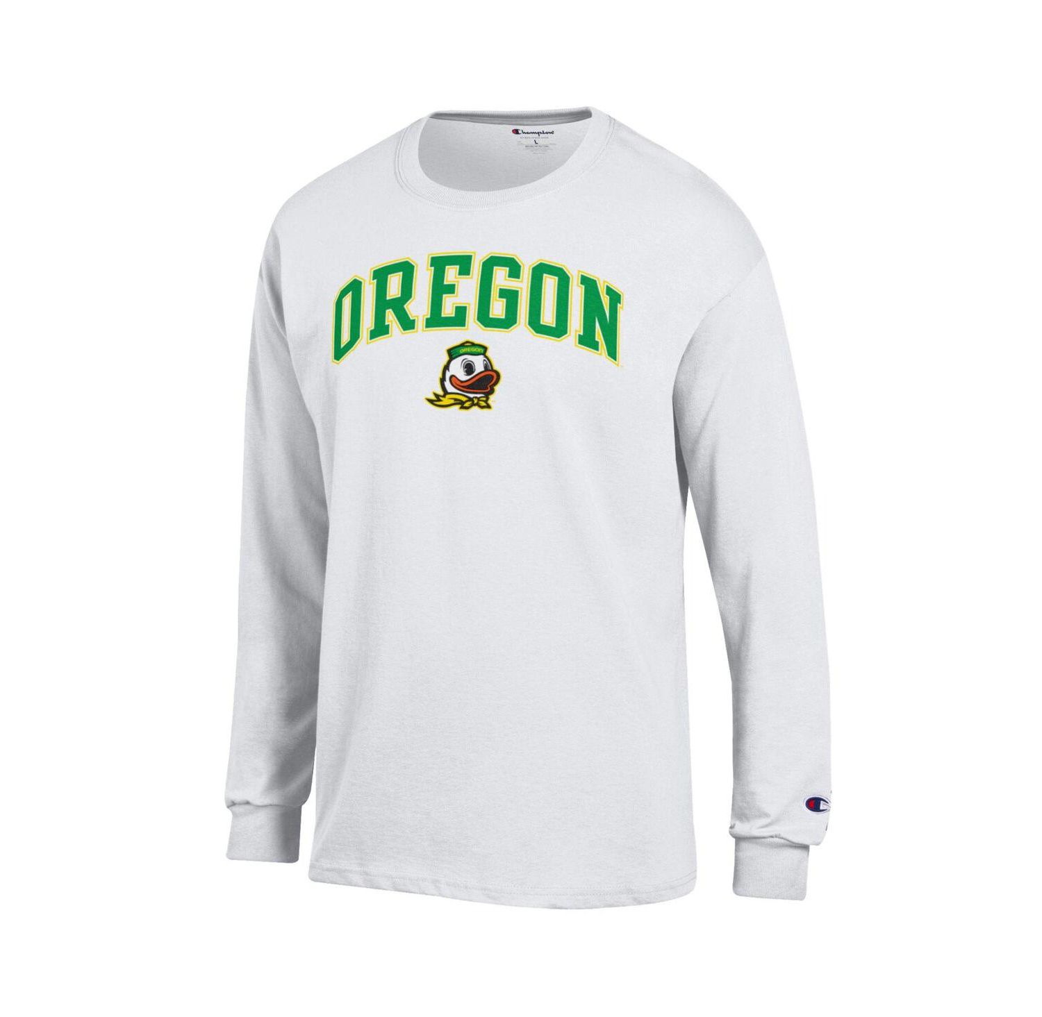 Men's White Oregon Ducks Arch Over Logo Long Sleeve T-Shirt