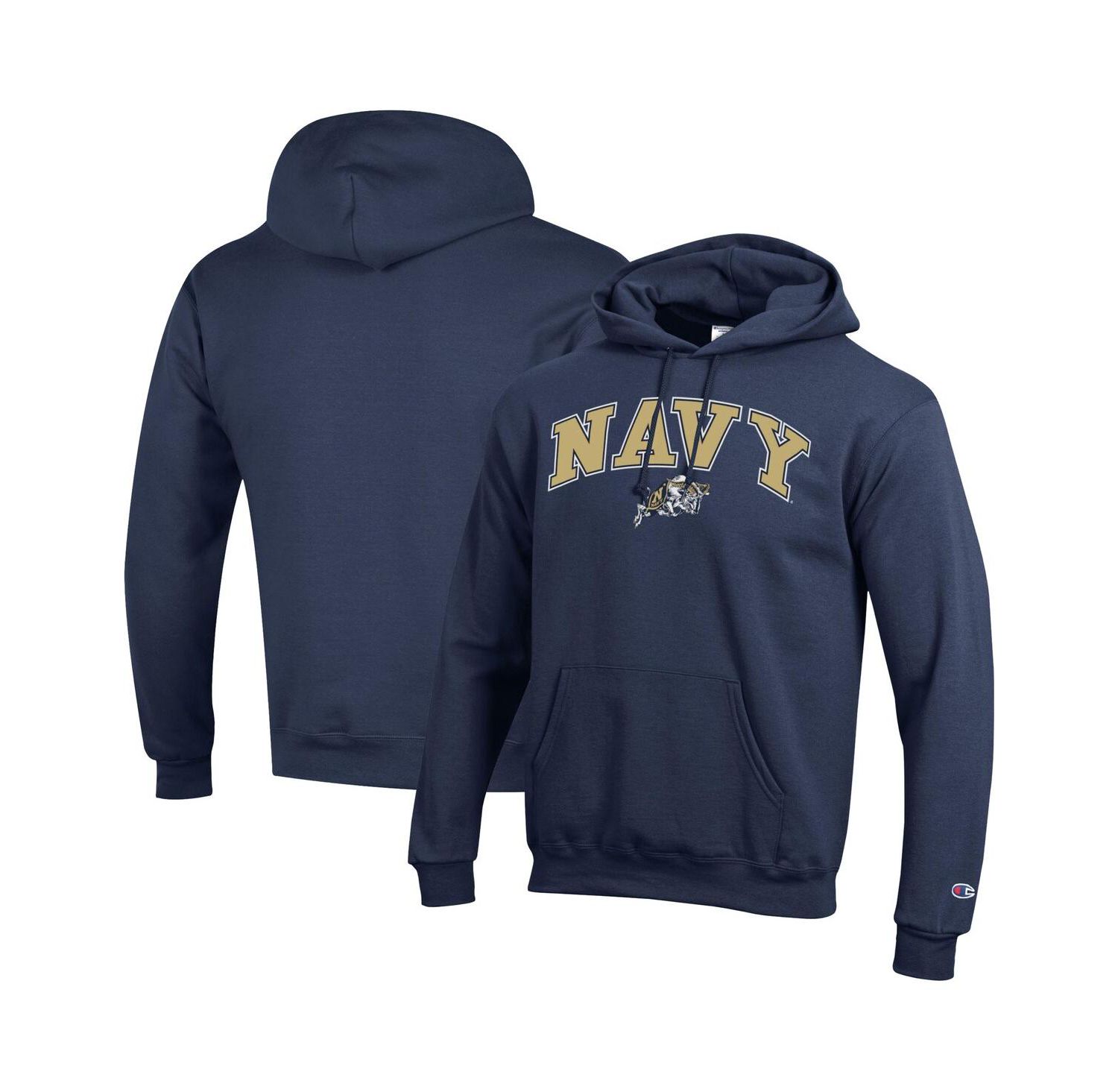 Men's Navy Midshipmen Arched Logo Fleece Pullover Hoodie