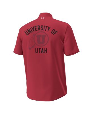 Men's Red Utah Utes Gameday ArmourFuse Camp Button-Up Shirt