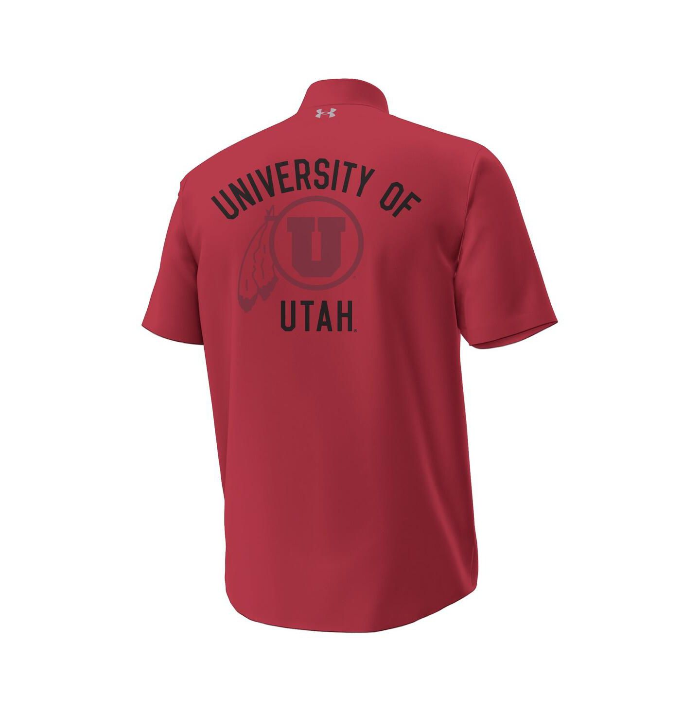 Мужская рубашка Under Armour Red Utah Utes Gameday ArmourFuse Camp Button-Up — фото 2