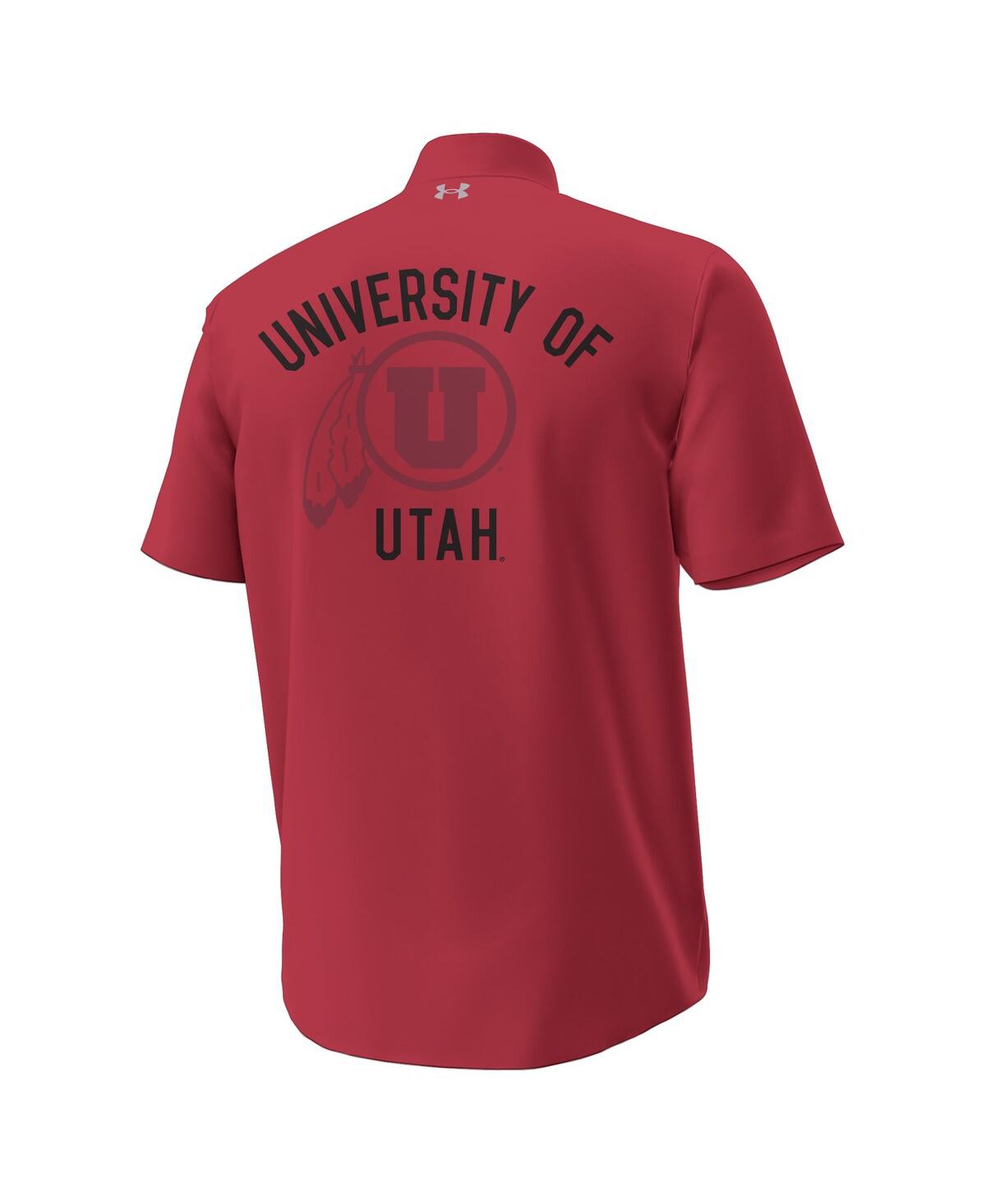 Under Armour Men's Red Utah Utes Gameday Armourfuse Camp Button-up Shirt In Red