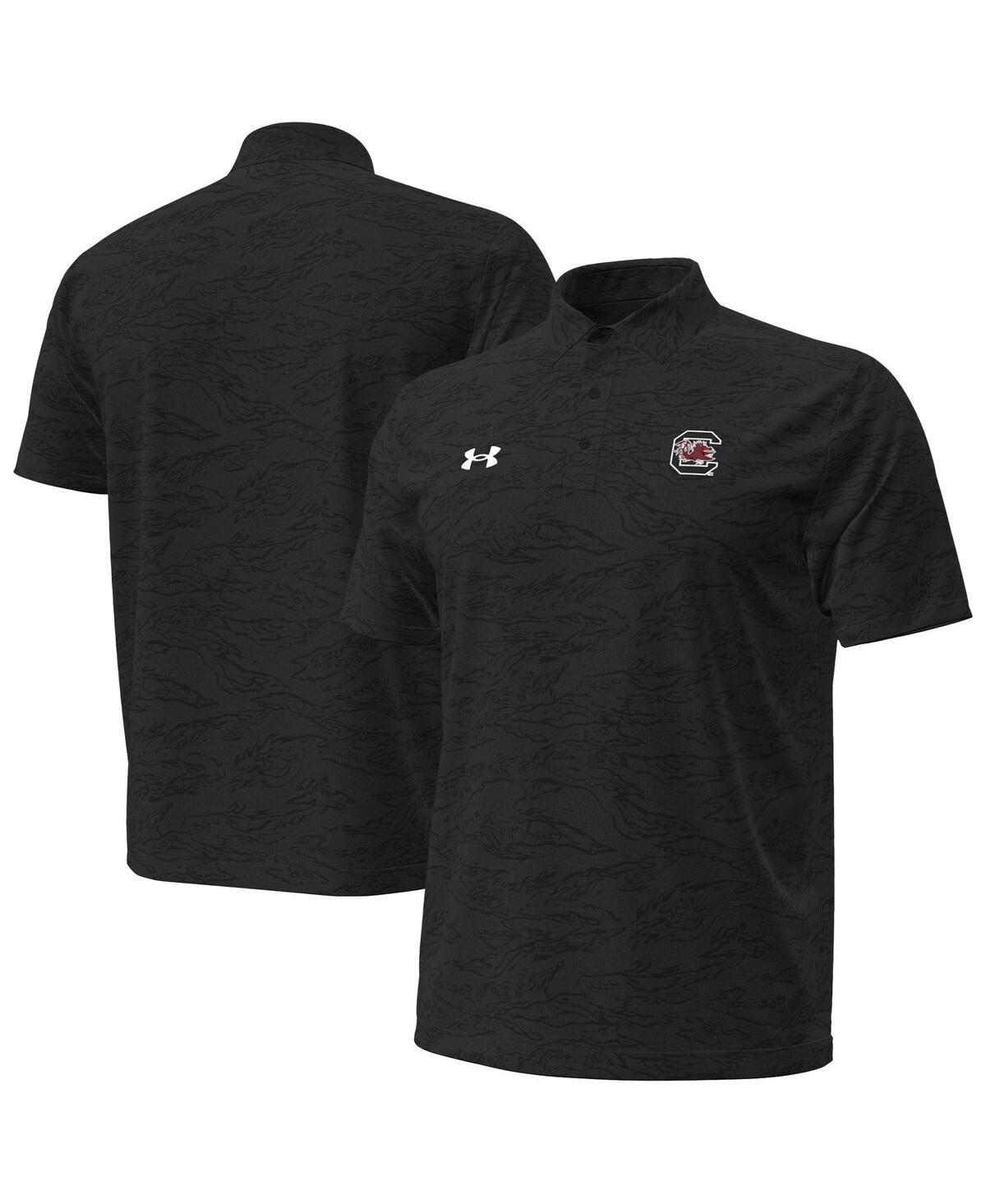 Under Armour Men's Black South Carolina Gamecocks Drive Camo Jacquard Polo Shirt In Black