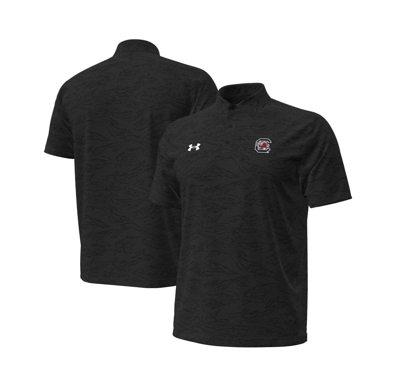 Men's Black South Carolina Gamecocks Drive Camo Jacquard Polo Shirt