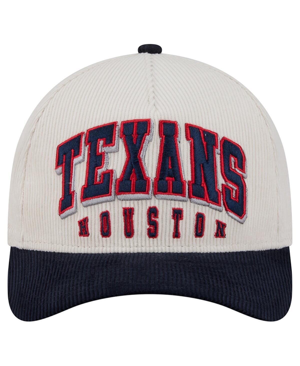 New Era Men's Cream/navy Houston Texans Two-tone Sided Corduroy 9forty A-frame Adjustable Hat In Multi