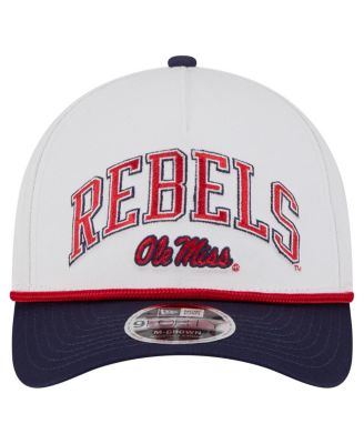 Men's White/Navy Ole Miss Rebels Arch Two-Tone Rope 9FORTY A-Frame M-Crown Adjustable Hat
