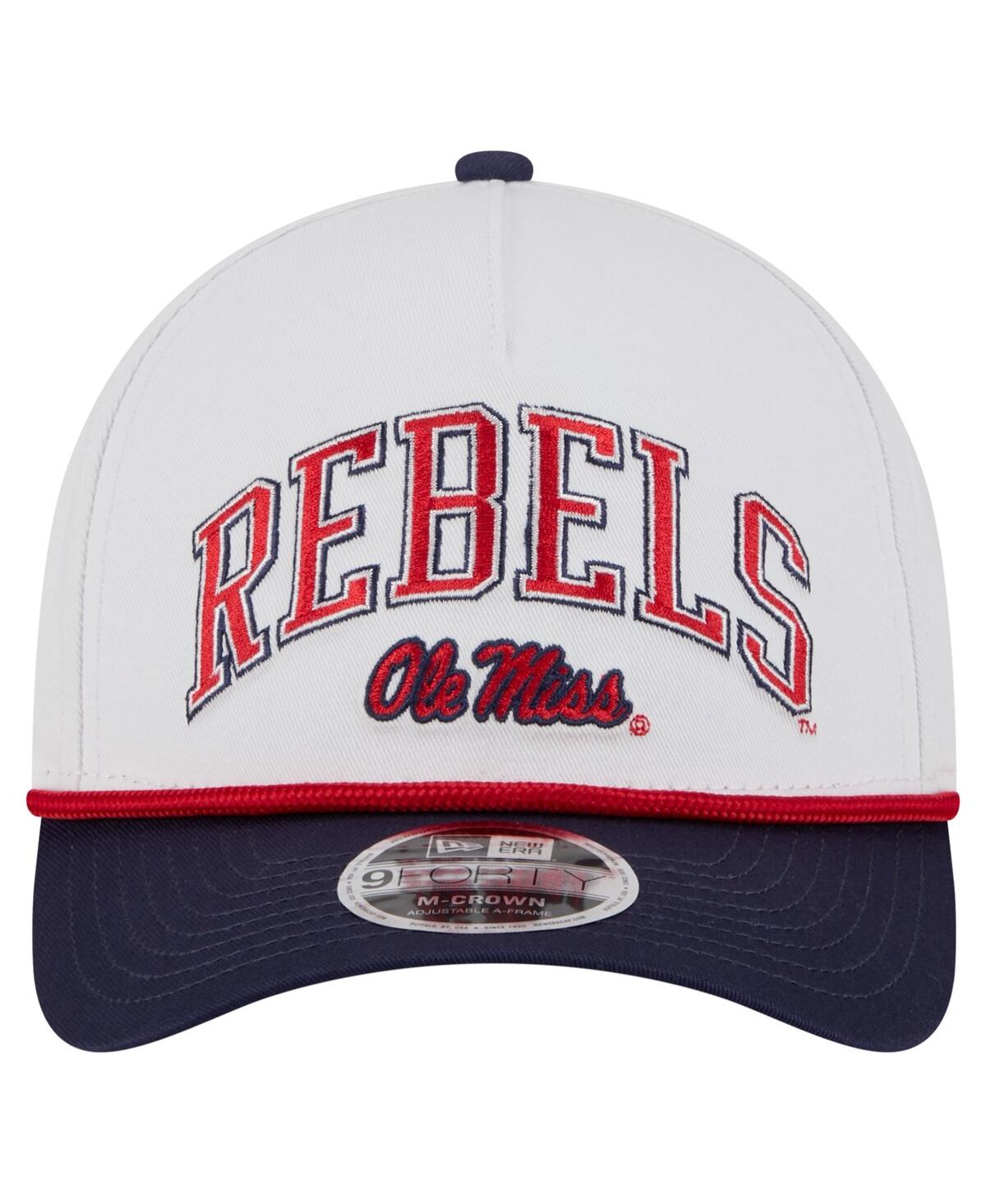 New Era Men's White/navy Ole Miss Rebels Arch Two-tone Rope 9forty A-frame M-crown Adjustable Hat In Multi