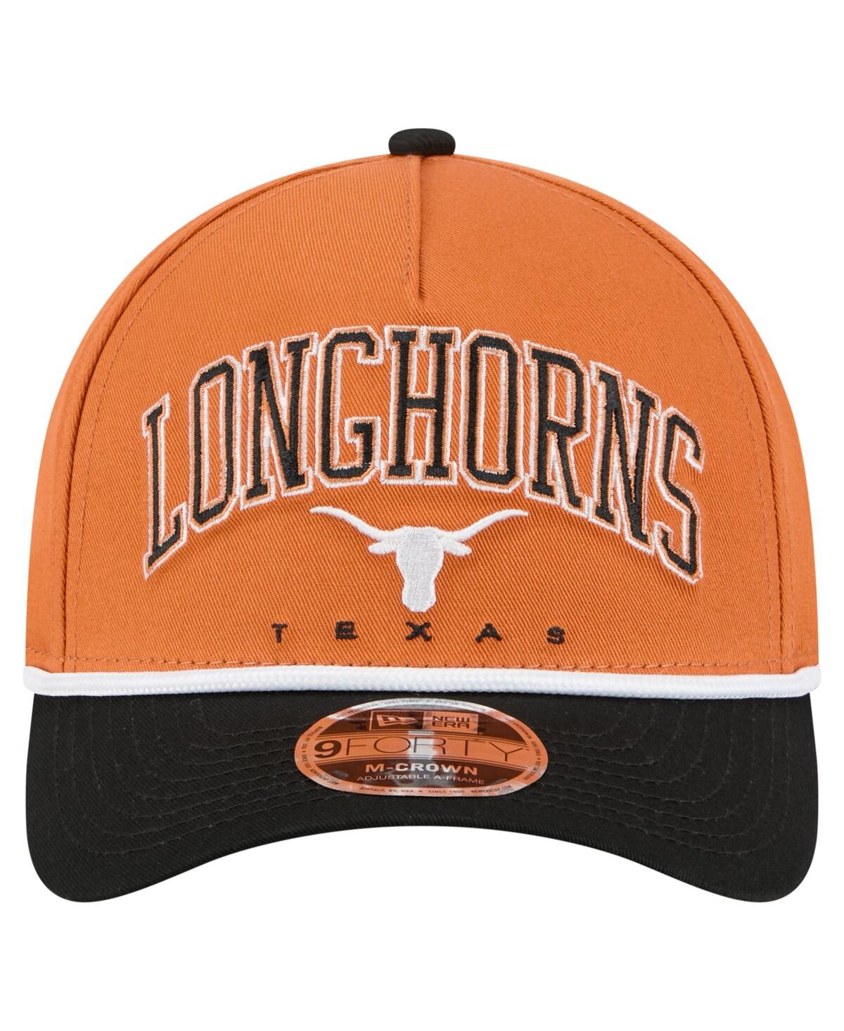 New Era Men's Texas Orange/black Texas Longhorns Arch Two-tone Rope 9forty A-frame M-crown Adjustable Hat In Orange