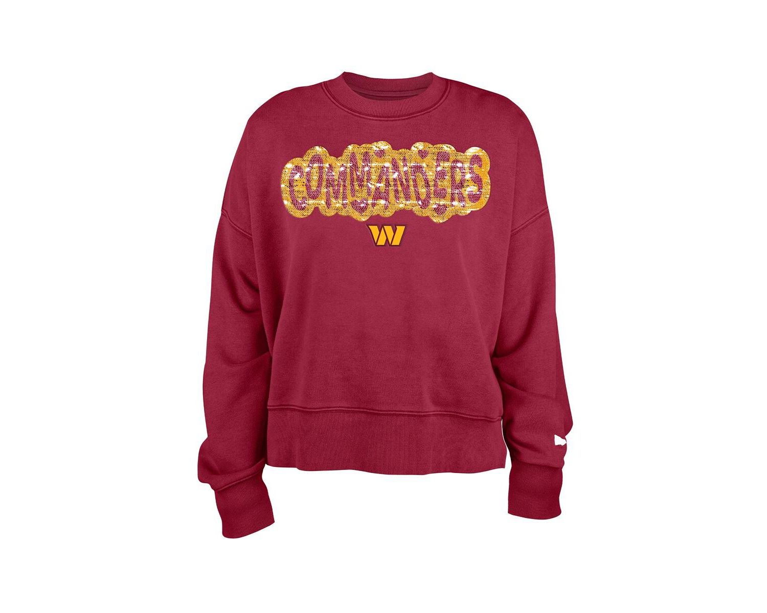 Girl's Burgundy Washington Commanders Flip Sequin Sweatshirt