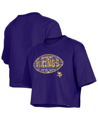 New Era - Girl's Purple Minnesota Vikings Flip Sequin Boxy T-Shirt