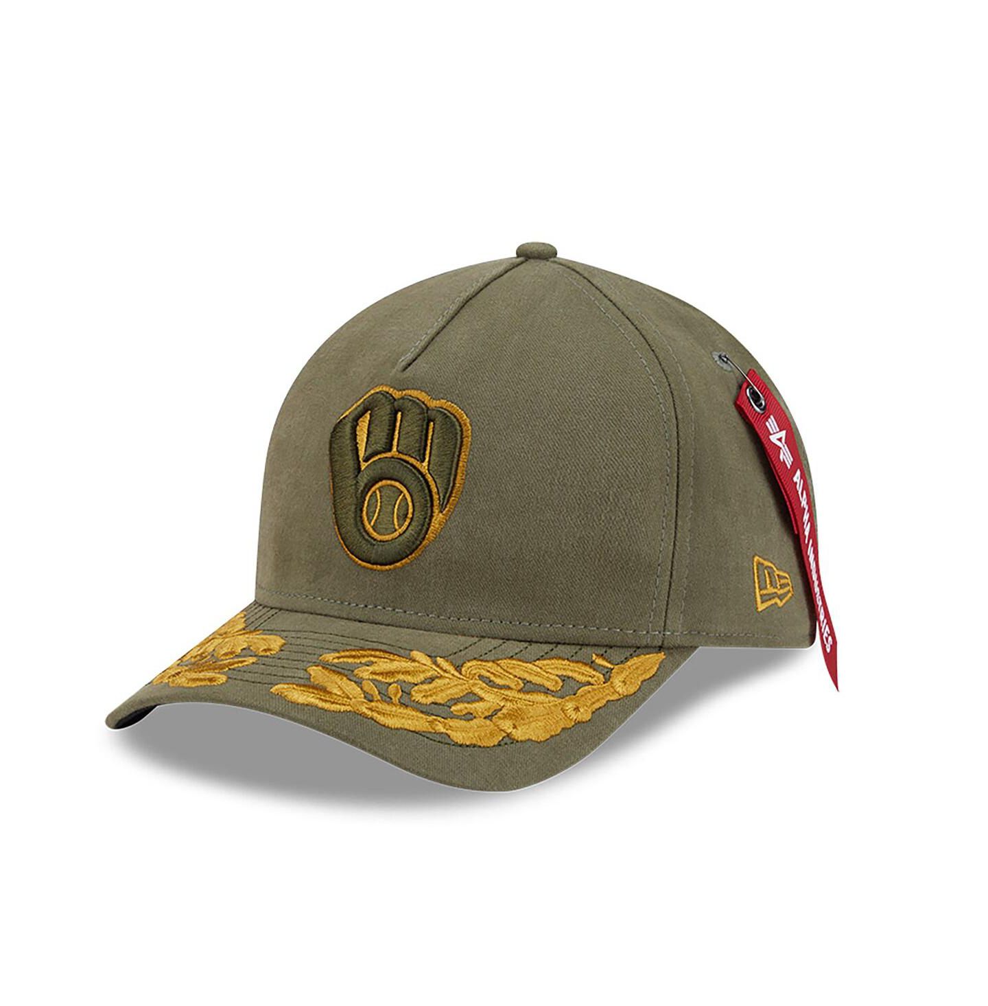 Мужская кепка New Era Olive Milwaukee Brewers A-Frame 9FORTY Adjustable Hat — фото 1