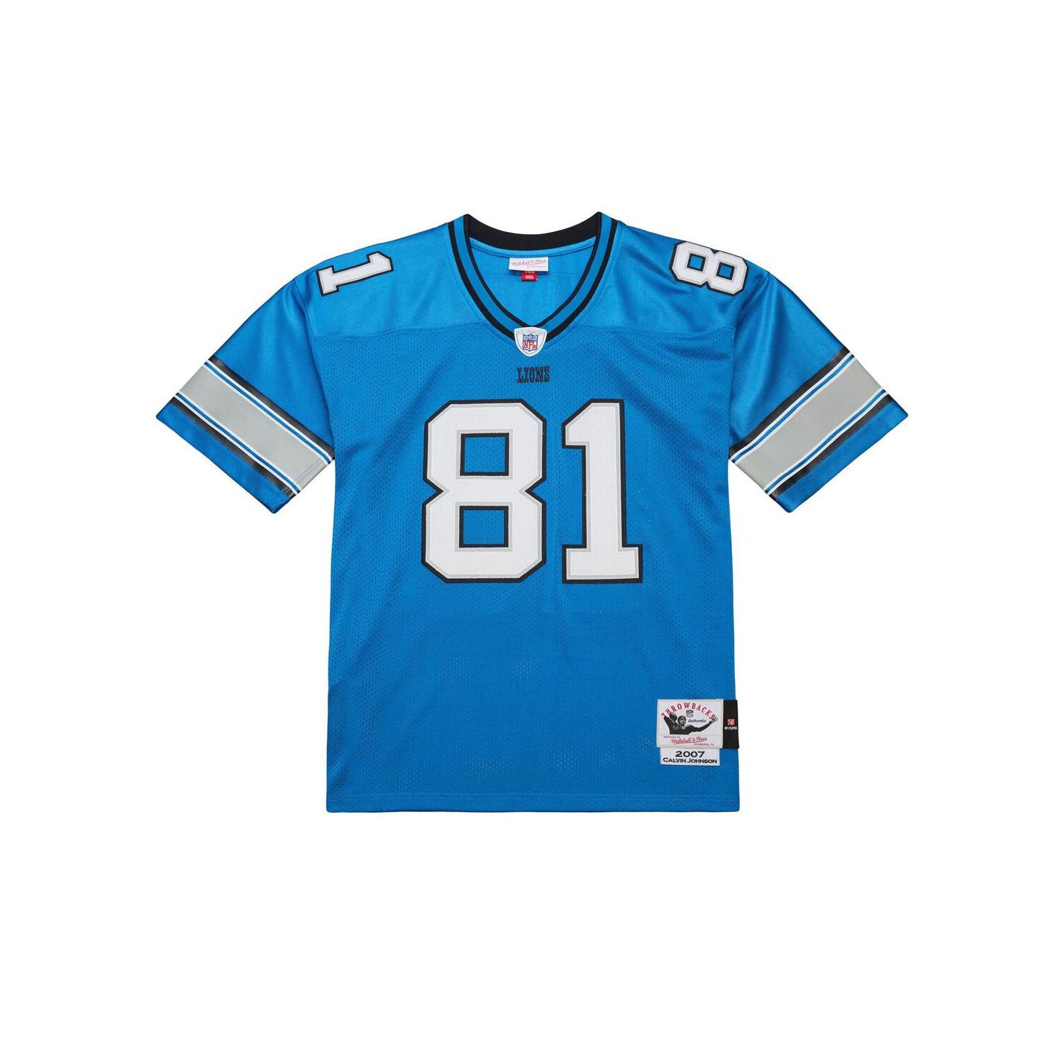 Men's Calvin Johnson Blue Detroit Lions 2007 Authentic Throwback Retired Player Jersey