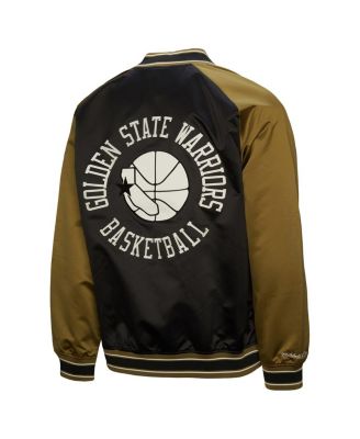 Men's Olive/Black Golden State Warriors Clutch Satin Raglan Full-Snap Jacket